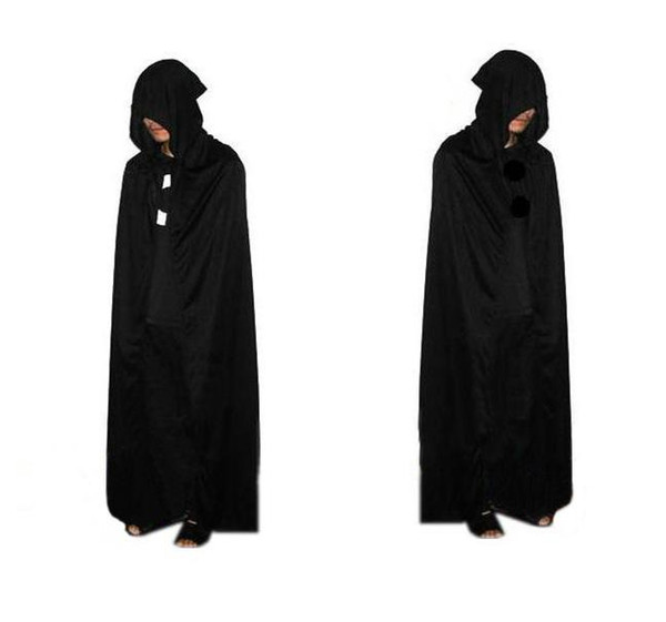 2015 HOT Halloween Costume Theater Prop Death Hoody Cloak Devil Long Tippet Cape Black Free FedEx DHL