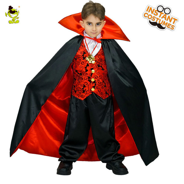 2018 New Vampire Boy Costumes Horror Bloody Fancy Dress Uniform Kids Blood Sucker Child Halloween Cosplay For Children Boys