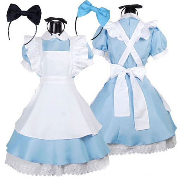 Hot Sale Alice in Wonderland Costume Lolita Dress Maid Cosplay Fantasia Carnival Halloween Costumes for Women