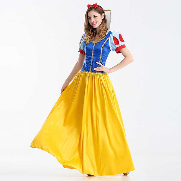 Hot Sales Queen Adult Women Dress Costume Cosplay Flowery Fancy Party Gown Dresses Vestido Yellow Sexy Women Clothing