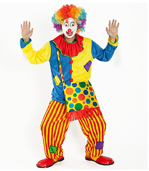 Funny Clown Costumes Cospaly Clown Clothes Suit Circus Costume Men Women Joker Costume for Party no bag RF0069