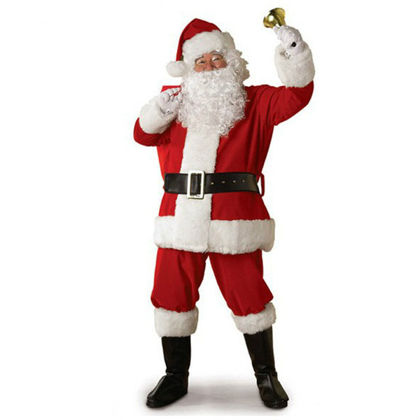 Christmas Cosplay Santa Claus Costume Red Santa Claus Suit Long Sleeve Clothes Unisex Free Size Clothing