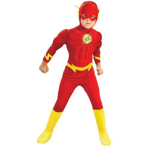 3pcs Kids Boy Girl Flash Cosplay Clothing The Flash Muscle Fancy Dresses Children Movie Costumes for Halloween Party