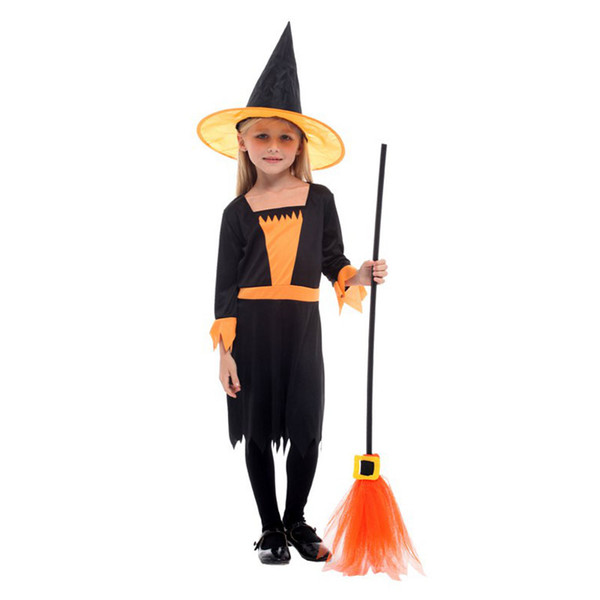 Umorden Halloween Purim Carnival Orange Black Beauty Witch Girl Costume Cosplay Party Masquerade Fantasia Dress