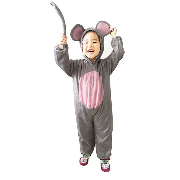 3 to 5 Years Children Cartoon Mouse Flannel Hoodie Pajamas Costume Cosplay Animal Onesie Kids Sleepwear