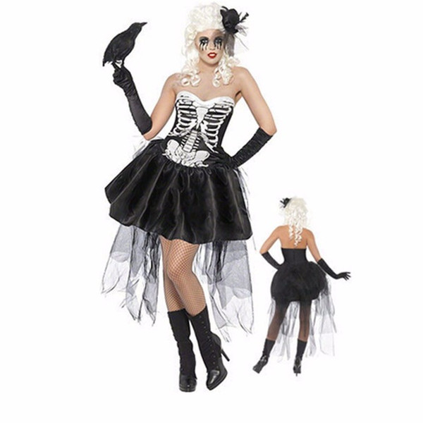 Sexy Women Halloween Vampire Costume Zombie Ghost Bride Cosplay Fancy Dress Lace Mini Tutu Dress Skeleton Size M XXXL