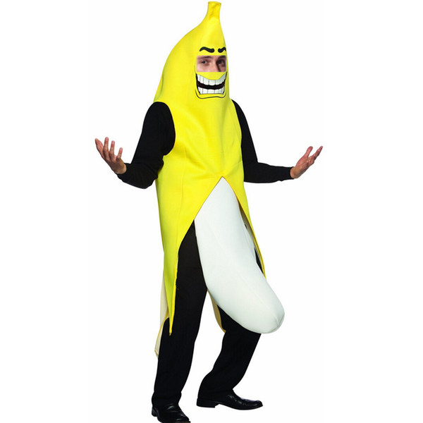 Adult Unisex Funny Banana Costume Cosplay Carnival Sexy Fruit Party Fancy Dress Yellow