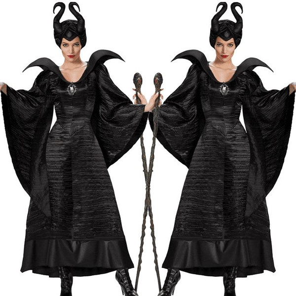 Sleeping curse costumes Adlut Maleficent Cosplay Halloween Costumes for Women Female Witch Cosplay Black Christening Gown Costume