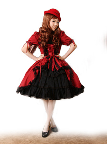 Custom lolita dress court retro lace horn sleeve dress cosplay Daily wear