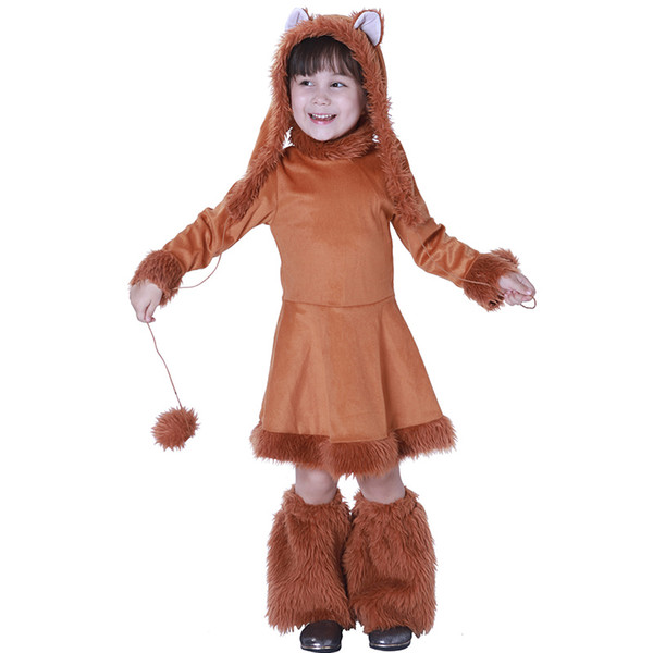 Halloween Carnival Christmas Animal Cosplay Costume Little Fox Children Dress Hat Boots Full Sets Kids Cute Performance Costume Dress