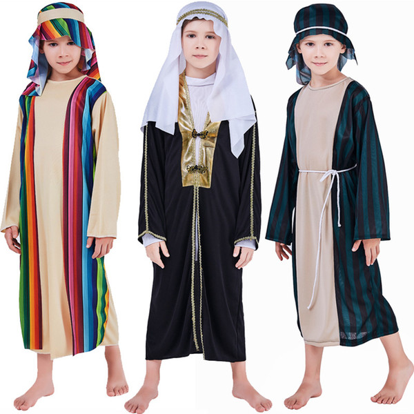 Halloween Masquerade Children's Party Cosplay Costume Male White Arab Chief Muslim Clothing A Variety of Styles Boy Costume Carnival