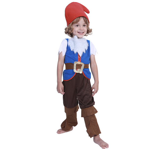 Halloween Cosplay Costumes for Cute Kids Mushroom Elf Costumes Children Christmas Cosplay Performance Set Hat Top Pant Belt Carnival