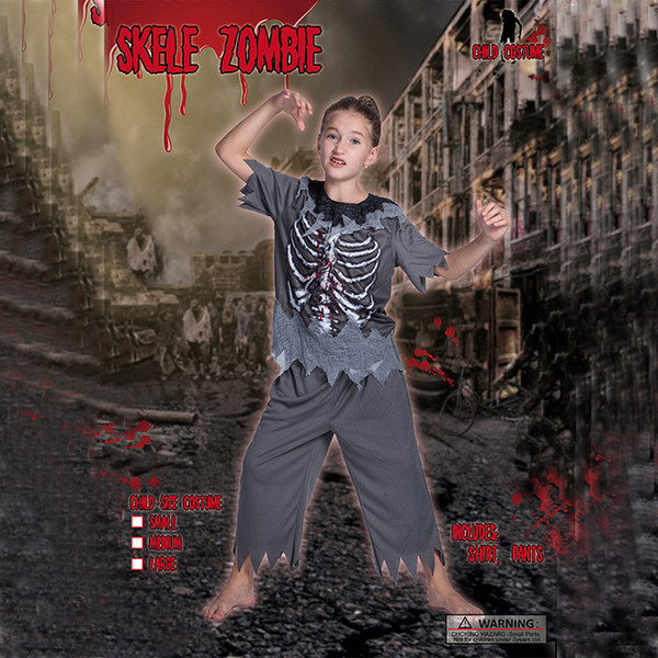 Carnival Costume Halloween Zombie Scary Skeleton Blood Carnival Bloody Horror Children Costume Cosplay Kid Clothes Suits Top and Pant