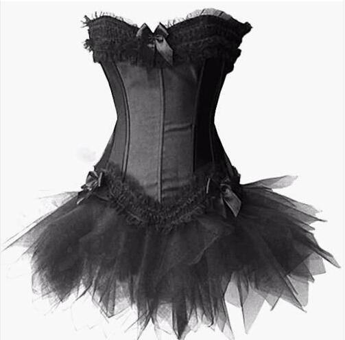 Burlesque Corset & tutu /skirt Fancy dress outfit Halloween Costume plus size S-6XL