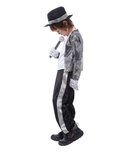 Boys Halloween Costume Michael Jackson Billie Jean Child Fancy Dress Costume Kids Performance Clothing dance wear sets