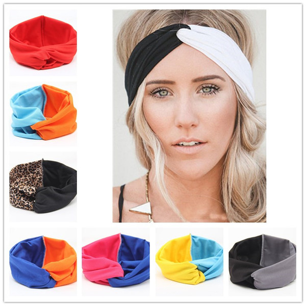 Women Girls Bohemia Headband Head Wrap Ear Warm Hairband Patchwork Color Cross Hair Hairband Accessories Fashion Elastic Headwraps Hair hoop