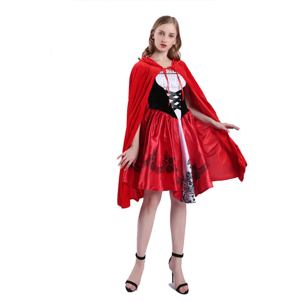 Halloween Little Red Riding Hood Costume for Women Carnival Stage Play Theme Costume Cosplay Fancy Dress