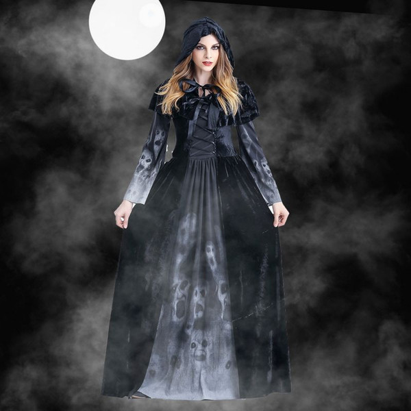 Women Designer Cosplay Costume Halloween Female Goddess Dress Horror Skull Vampire Cosplay Clothing Women Theme Costume