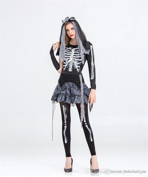 Halloween Day Womens Clothes The Skeleton Bride Cosplay Dress Designer Funny Dress Party Women Theme Costume