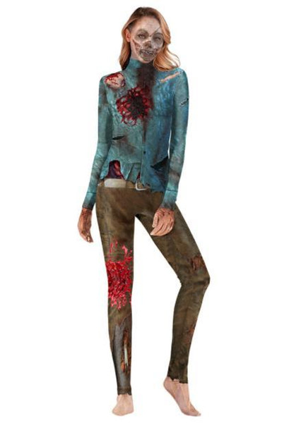 Womens Halloween Designer Zombia Theme Costume Jumpsuits Festival Style Autumn Female Clothing Fashion Style Casual Apparel