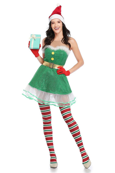 Womens Festival Desinger Christmas Cosplay Winter Sock Dresses Strapless Cute Style Theme Costume Female Clothing Sexy Apparel