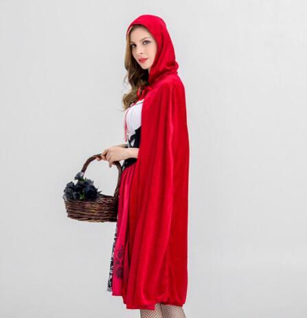 Halloween Womens Dresses Cosplay Little Red Riding Fancy Halloween Uniform For Women Hood Dresses Size S-XL Available