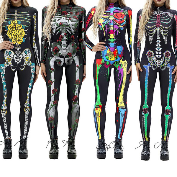 Halloween Costumes For Women Horror Zombie Costume Female Sexy Skeleton Costume Halloween Clothes Jumpsuit Bodycon S-XL