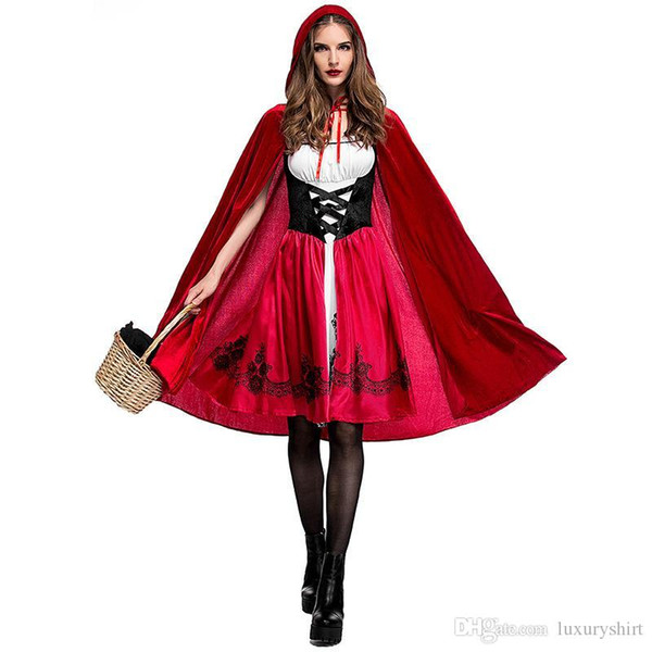 Halloween Little Red Riding Hood Costume Fancy Adult Plus Size Dress Cloak Cosplay Costumes Outfit For Party