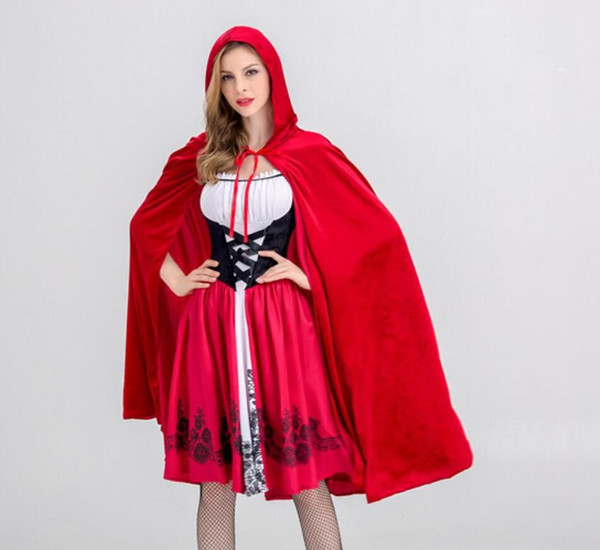 New Womens Halloween Suit Designer Womens Suits Luxury Little Red Riding Hood Costume for Women Cloaks Dresses Size S-XL Cosplay