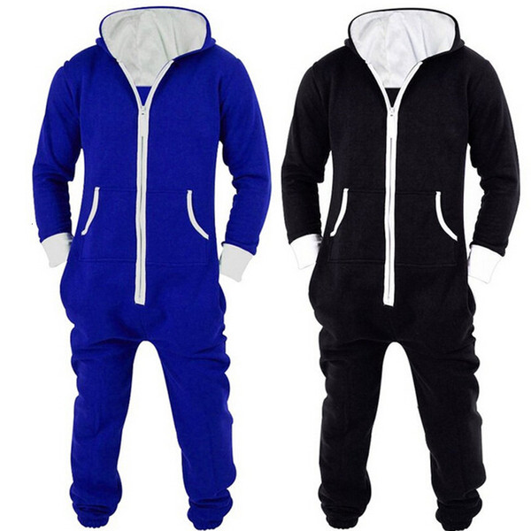 Adults Unisex Onesies Pyjamas Mens Women One Piece Cotton Pajamas Sleepwear Onesies Sleepsuit Black/BlueMX190904