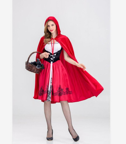 New Womens Halloween Suit Designer Womens Suits Luxury Little Red Riding Hood Costume for Women Cloaks Dresses Size S-XL Cosplay