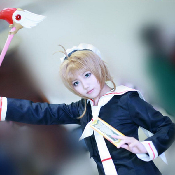 KINOMOTO SAKURA cosplay costumes Japanese anime Card Captor Sakura clothing sailor suit uniforms(top+skirts+hats+Tie)