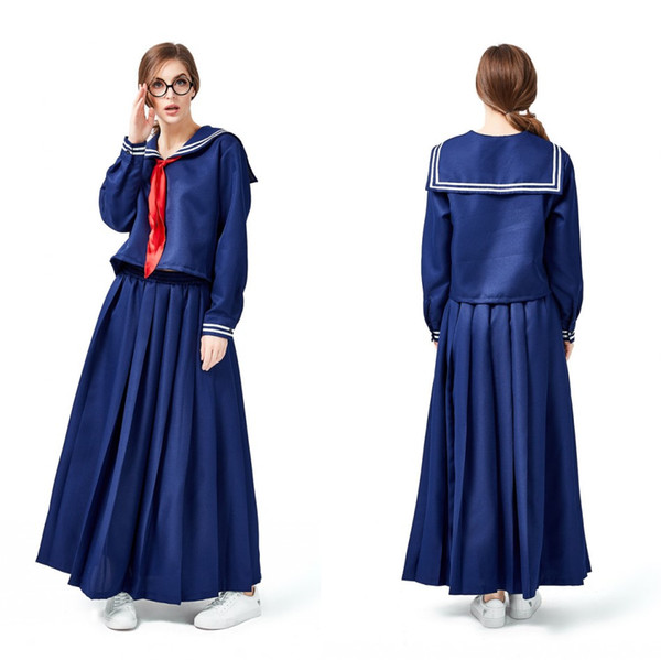 Anime Sailor Suit Cardigan Pleated Skirt Japanese Cute Dress Student Clothes Orthodox JK Uniform College Navy Style Sexy Cosplay CPA3060