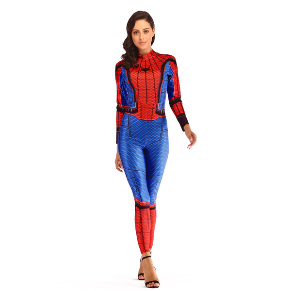 Spiderman Tights Cosplay Anime One-piece Tights Show Women 3D Printed Pullover T Shirt Round Collar Long Sleeve Slim Leggings Pants B108-017