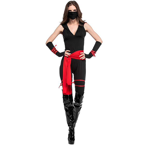 Classic Halloween Costumes Cosplay Costumes For Women Black Masked Warriors Ninja Warrior Clothing RF0147