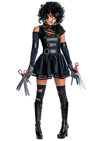 Halloween Costumes for Women Edward Scissorhands Secret Wishes Sexy Miss Cosplay Cool Costume off shoulder Black Dress Terror Stage Uniform