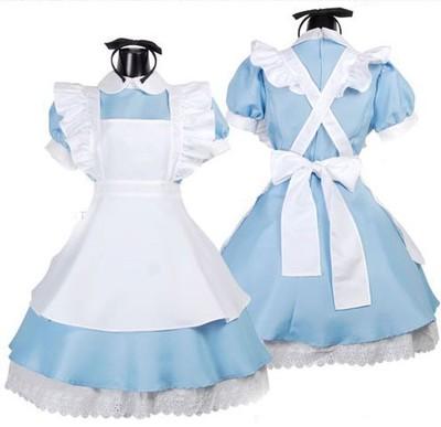 Sexy Halloween Costume Japanese Best-Selling Fancy Girls Alice In Wonderland Fantasy Blue Light Tone Lolita Maid Outfit Cosplay Fancy Dress