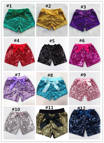 Cosplay costome stage Baby Sequins Shorts Pants Casual Pants Fashion Infant Glitter Bling Dance Boutique Bow Princess Shorts Kids Clothes