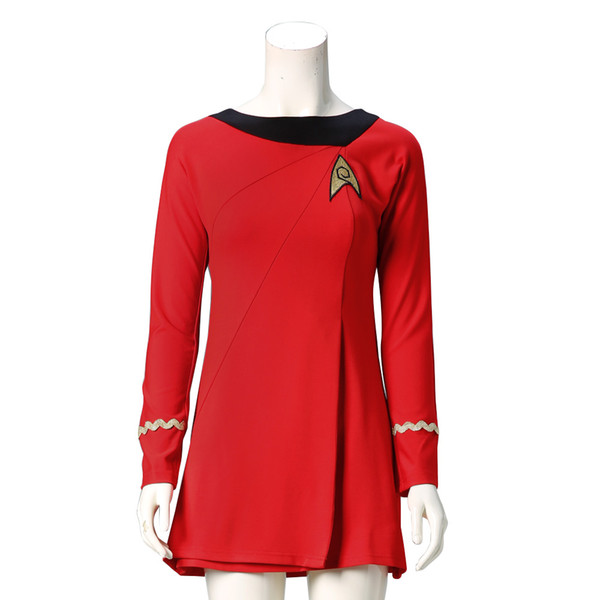 Free Shipping Star Trek Costumes Cosplay Star Trek Female Duty Uniform Red Dress Cosplay Costumes For Halloween