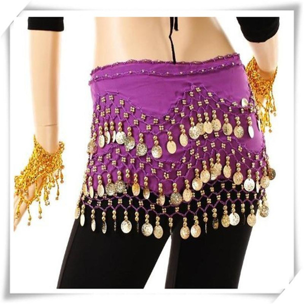 3 Rows 98 Coins Belly Egypt Dance Hip Skirt Scarf Wrap Belt Costume High quality Stage Wear Dance Hip Skirt Scarf Free Shipping