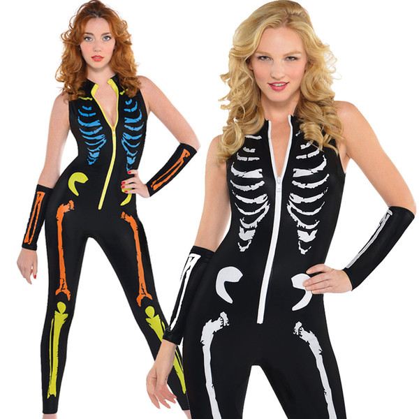 Wholesale Halloween Women's Costumes Skeleton Skeleton Rompers Party Performance Clothing Cosplay Suit