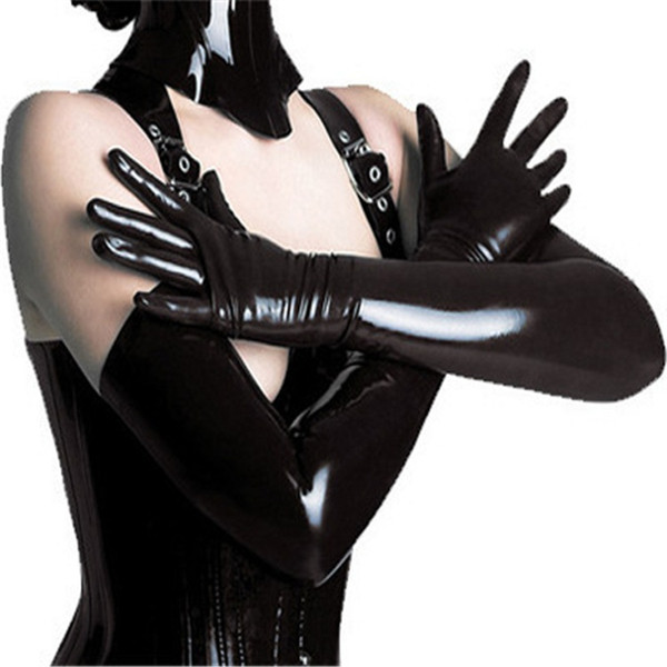 Wholesale - Ladies gloves patent leather glove black long tube glove pole dancing gloves role play cozy gloves BA028