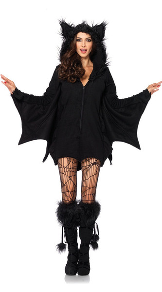 Fashion Devil Halloween Outfit Cosplay Costumes Dress Bats clothes Scary Black Fanny Dress Up Party Costume For Women