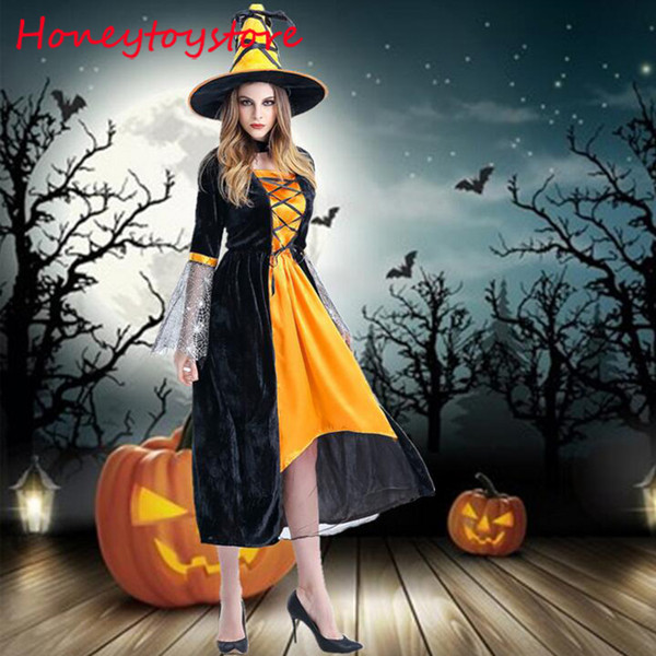 2017 new Halloween Witch Costumes Christmas Carnival clothing Fantasia Infantil Adult Fairy Costume Vampire Cosplay Party Dress