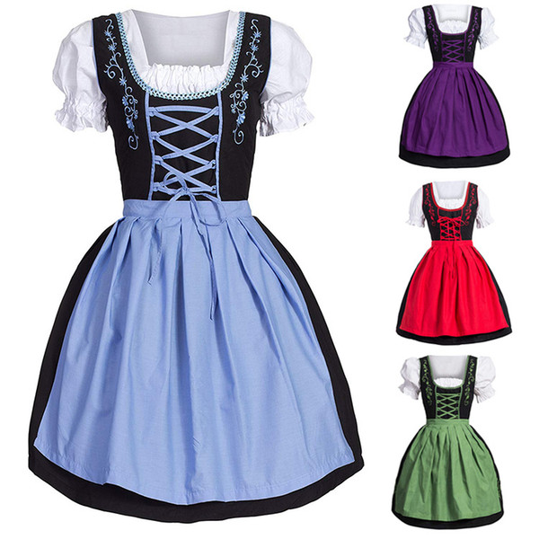 Women's Oktoberfest Costume Bavarian Beer Girl Drindl Tavern Maid Dress Anime Maid Oktoberfest Lace Medieval Vintage Dress