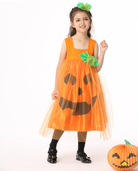 2018 Children's performance, children's performance, pumpkin dress, Halloween children's wear, dance costumes