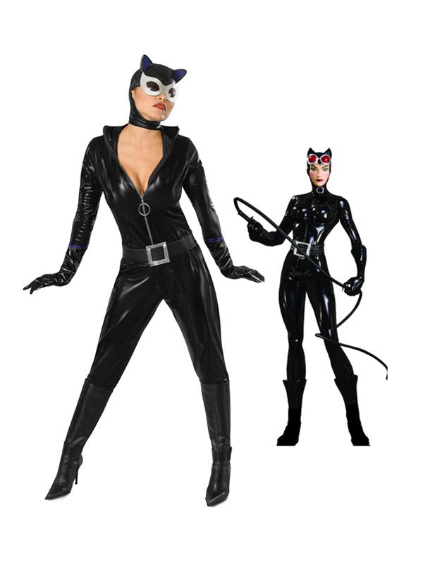 Catwoman Black Shiny Metallic Freeshipping One Piece Superhero Costume for Woman