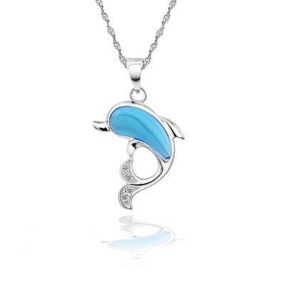 Necklace crystal necklace Dolphin Necklace Pendant sterling charm ring