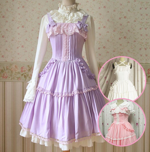 Wholesale- new Lolita costume gothic dress female lovely mori girl summer vest dress ALT29