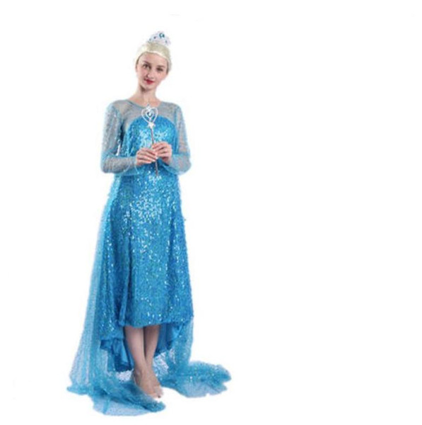 Frozen Dress Girls Halloween Costumes for Women Snow Queen Cosplay Princess Party Halloween Long Sleeve Dresses Halloween Party Costume